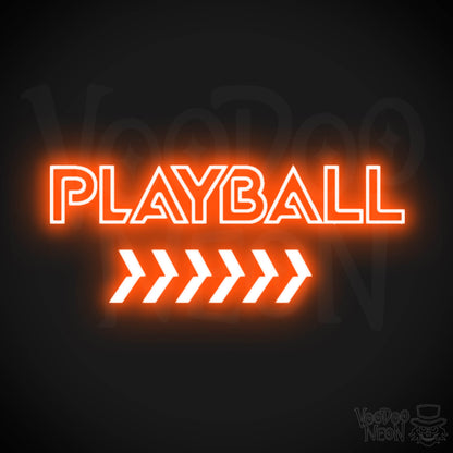 Play Ball Neon Sign - Neon Play Ball Sign - Baseball Neon Sign - Color Orange