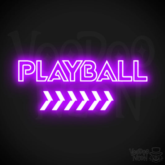 Play Ball Neon Sign - Neon Play Ball Sign - Baseball Neon Sign - Color Purple