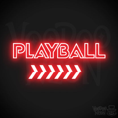 Play Ball Neon Sign - Neon Play Ball Sign - Baseball Neon Sign - Color Red