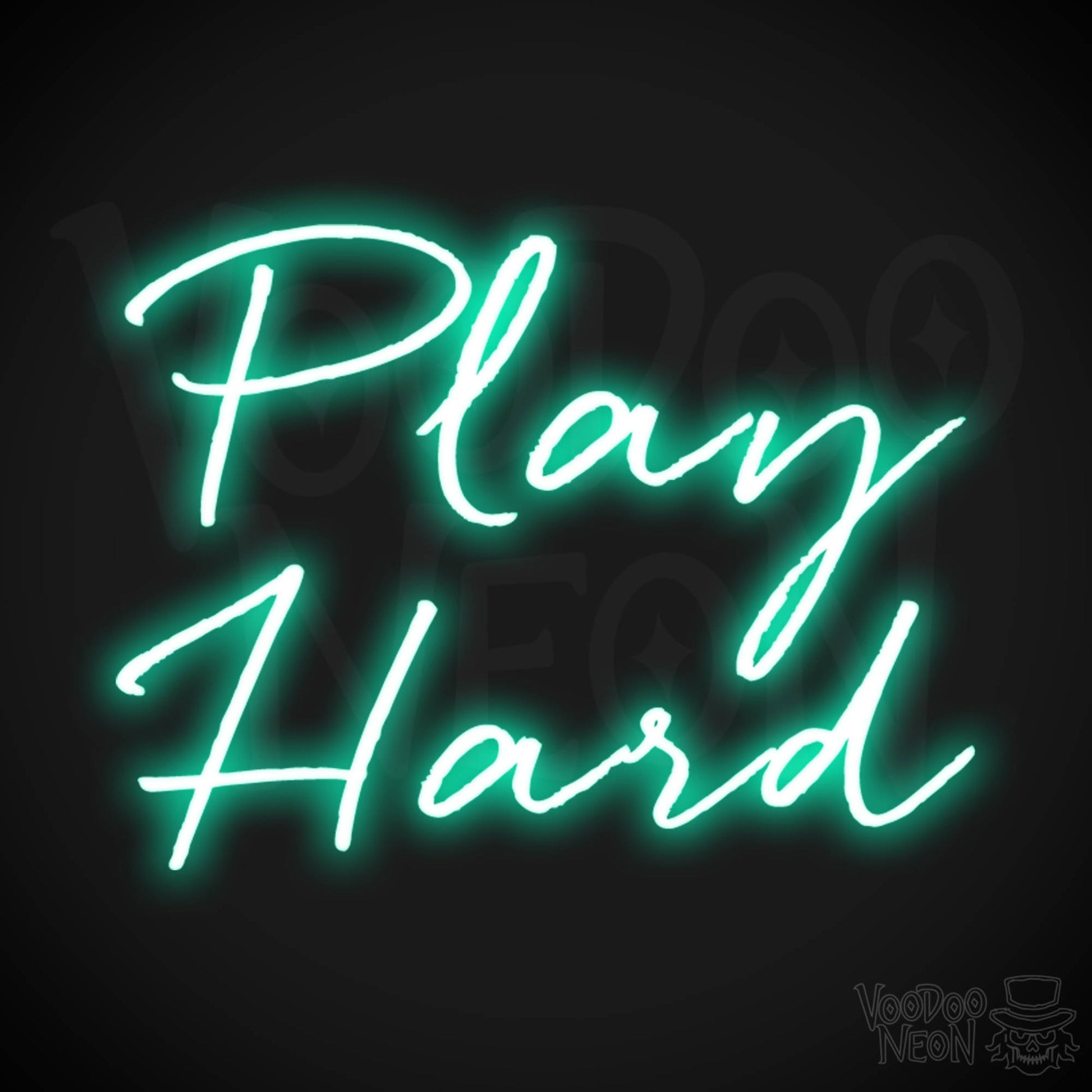 Play Hard Neon Sign - Neon Play Hard Sign - Play Hard LED Sign - Color Light Green