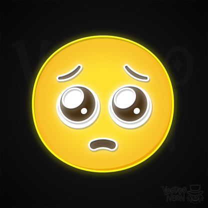 Pleading Face Emoji Neon Sign - Multi-Color - Blackwall