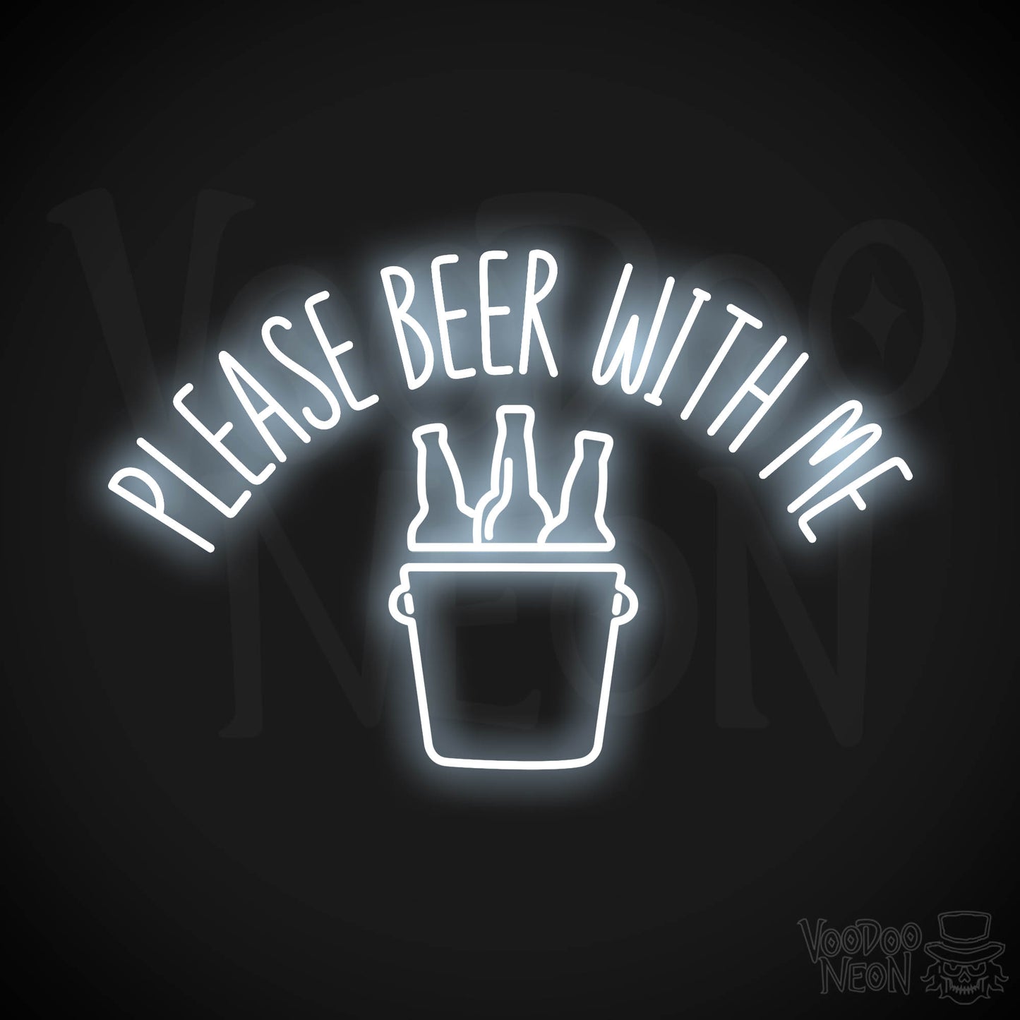 Please Beer With Me Neon Sign - Cool White