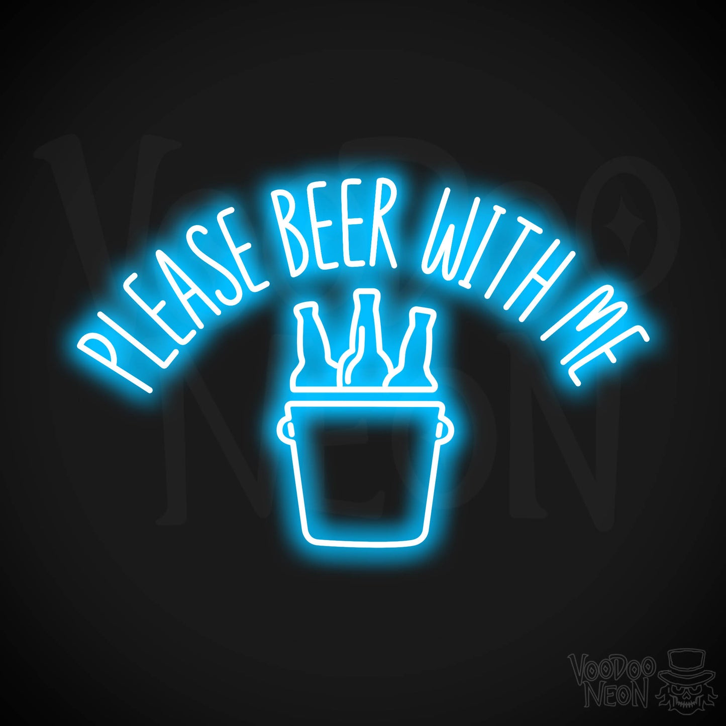 Please Beer With Me Neon Sign - Dark Blue