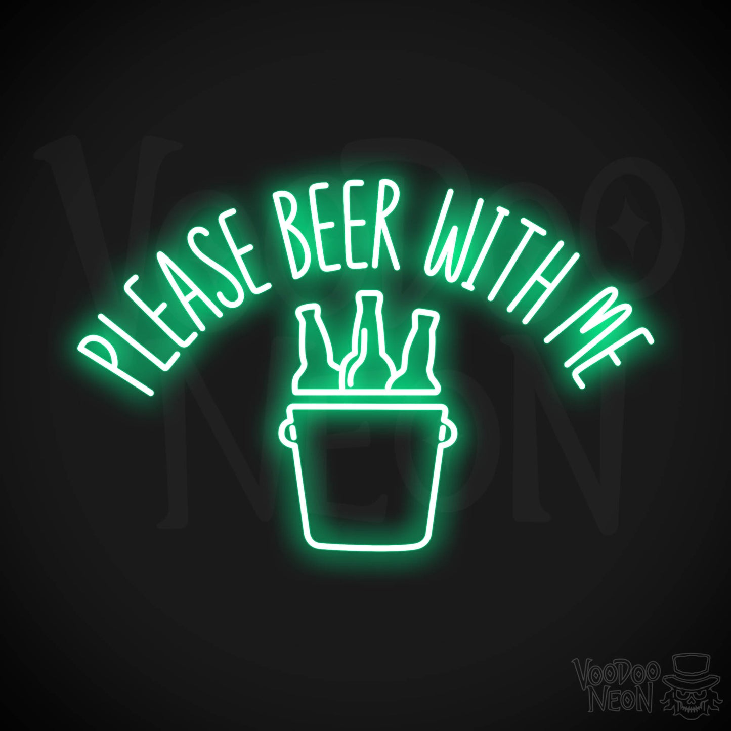 Please Beer With Me Neon Sign - Green