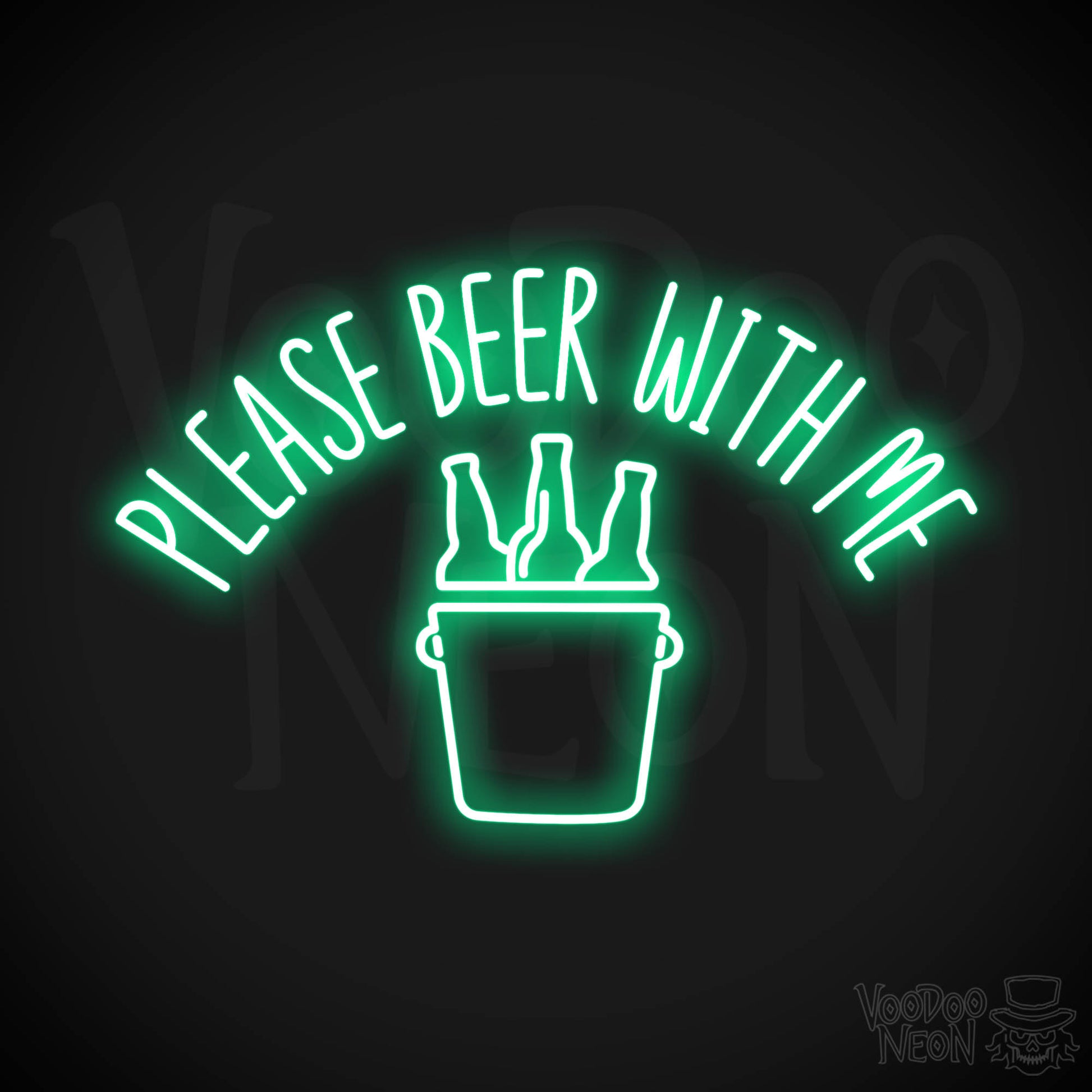 Please Beer With Me Neon Sign - Green