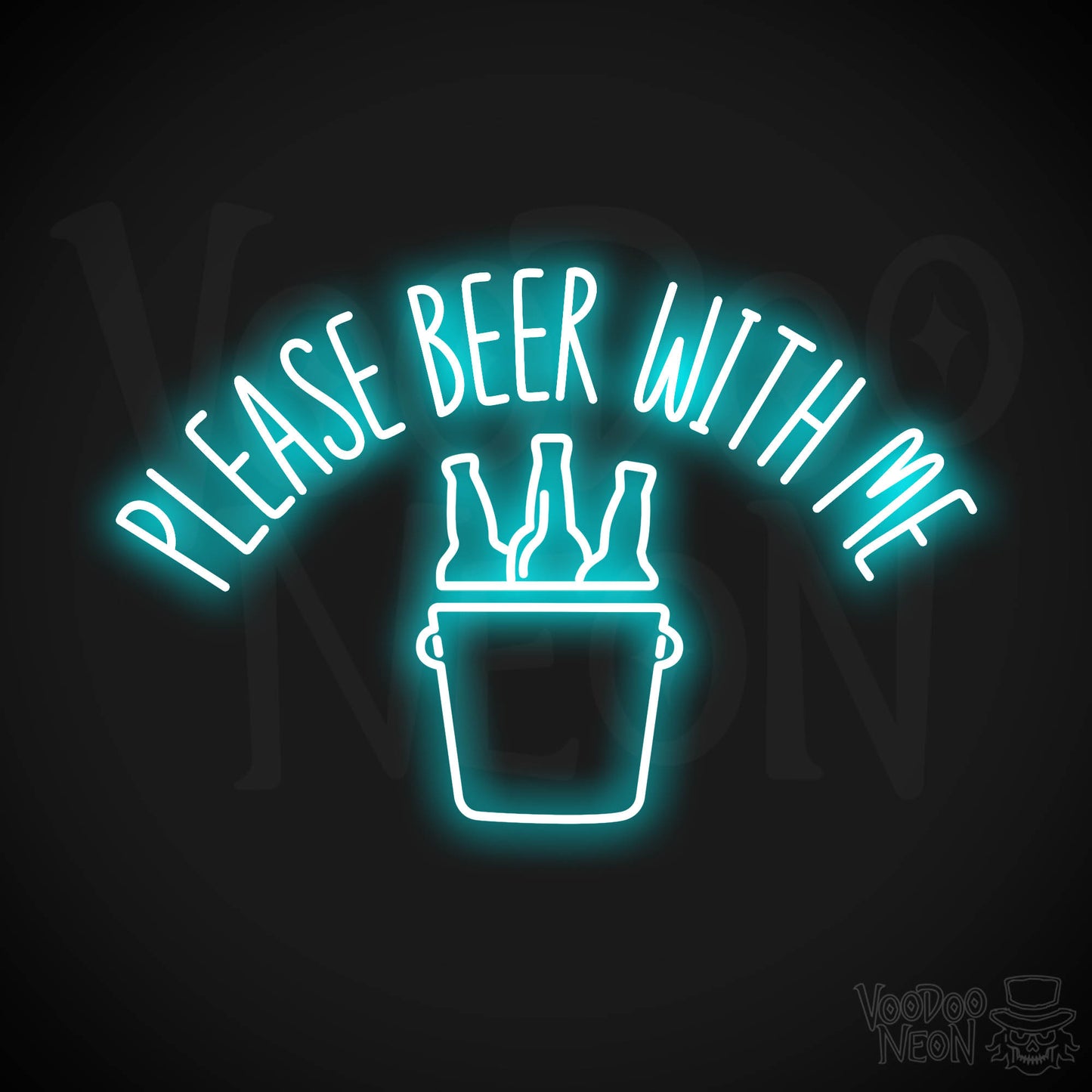 Please Beer With Me Neon Sign - Ice Blue