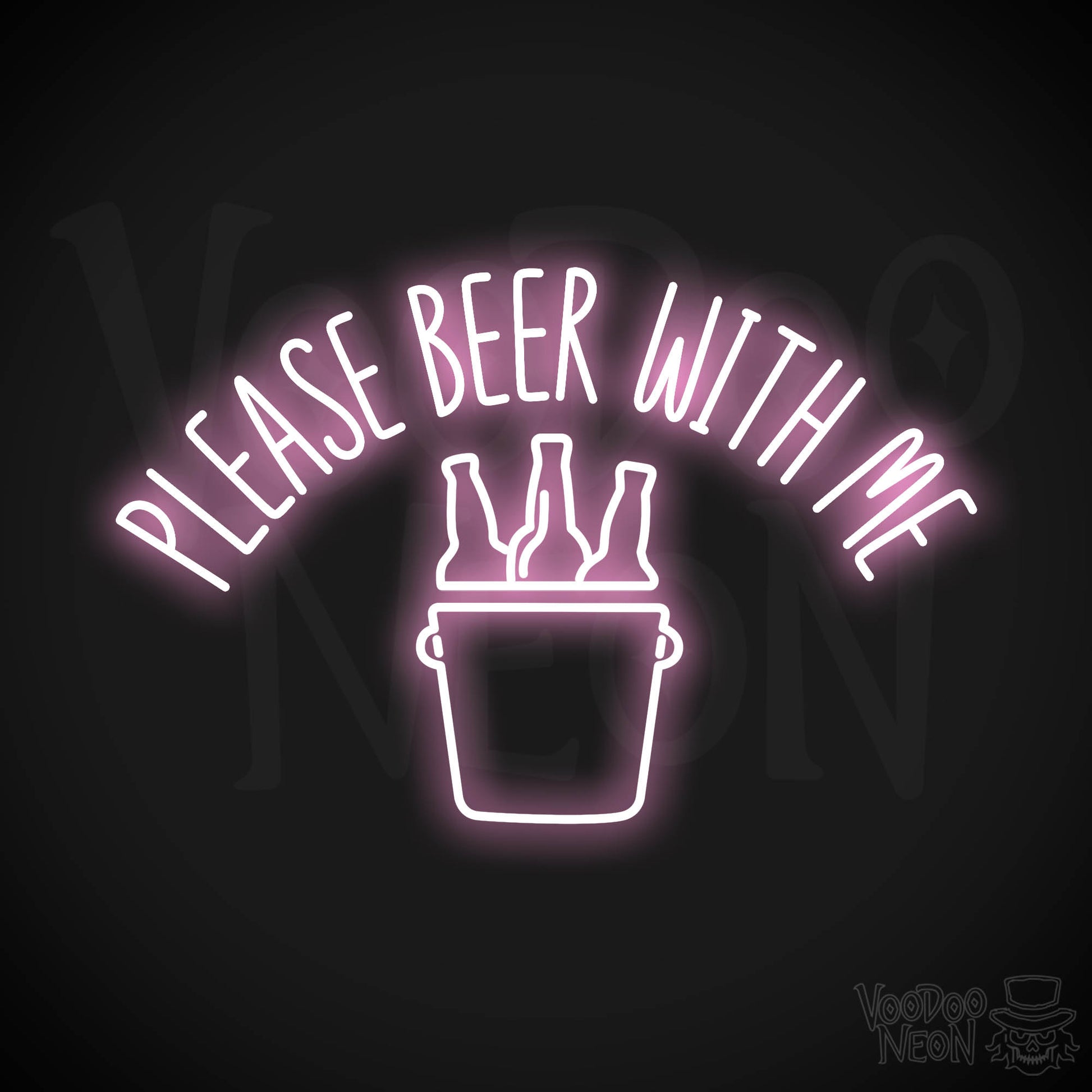 Please Beer With Me Neon Sign - Light Pink