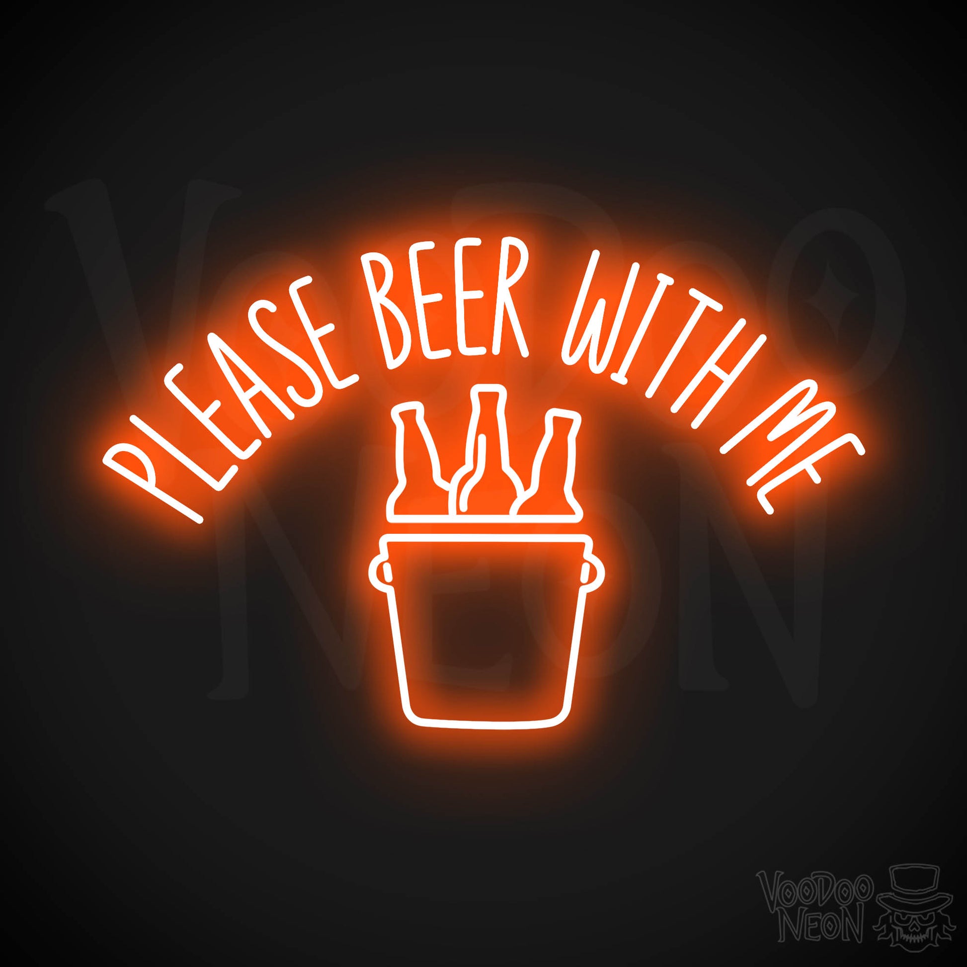 Please Beer With Me Neon Sign - Orange