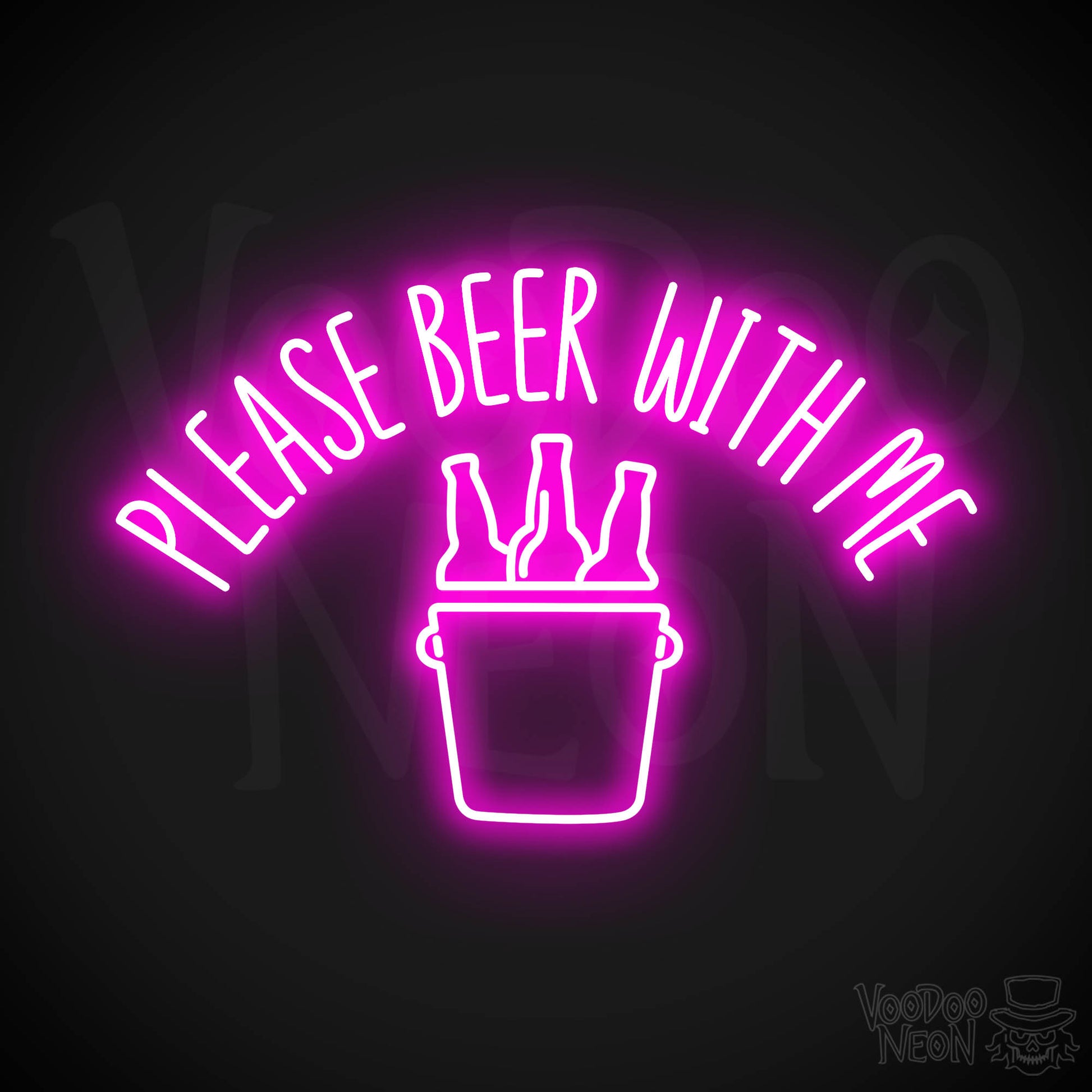 Please Beer With Me Neon Sign - Pink