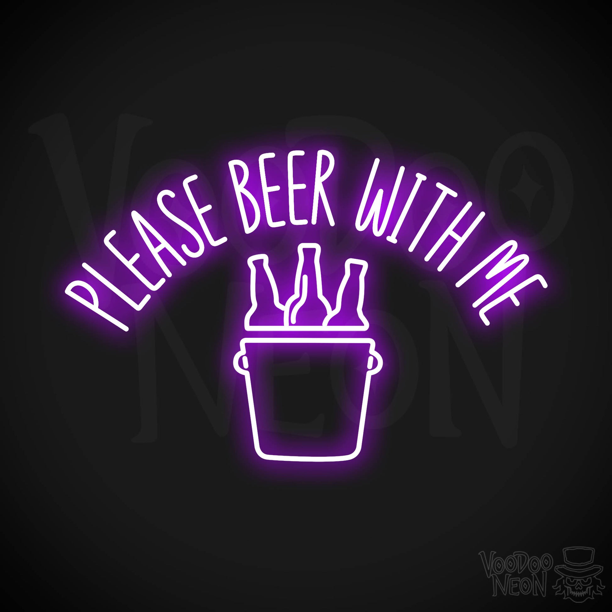 Please Beer With Me Neon Sign - Purple