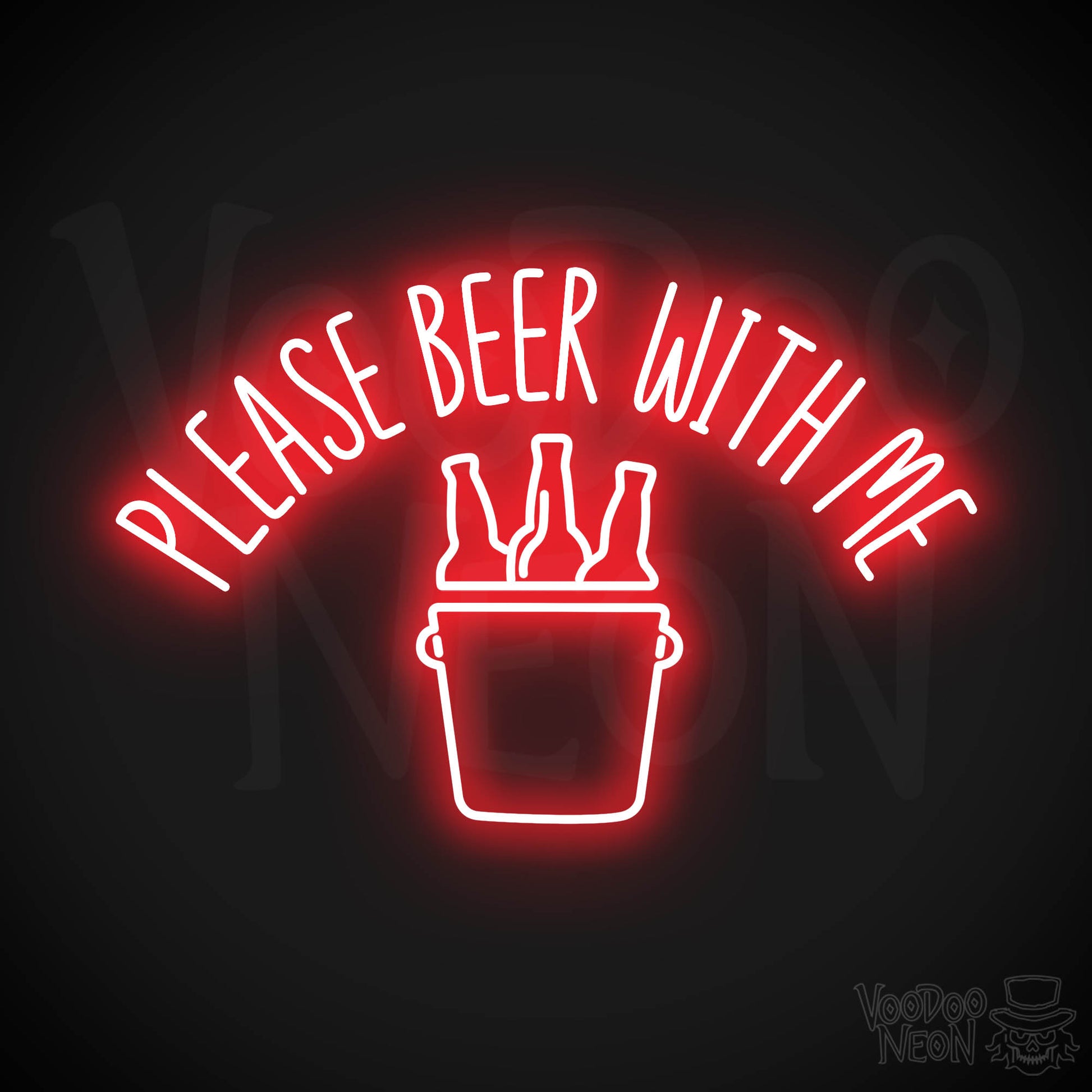 Please Beer With Me Neon Sign - Red