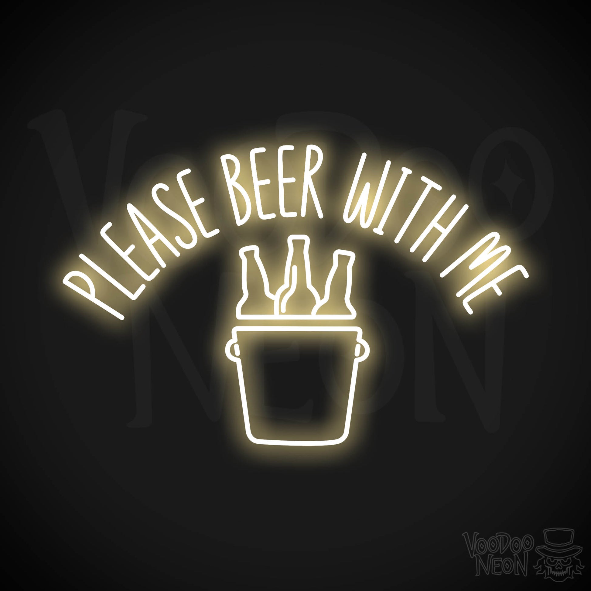 Please Beer With Me Neon Sign - Warm White