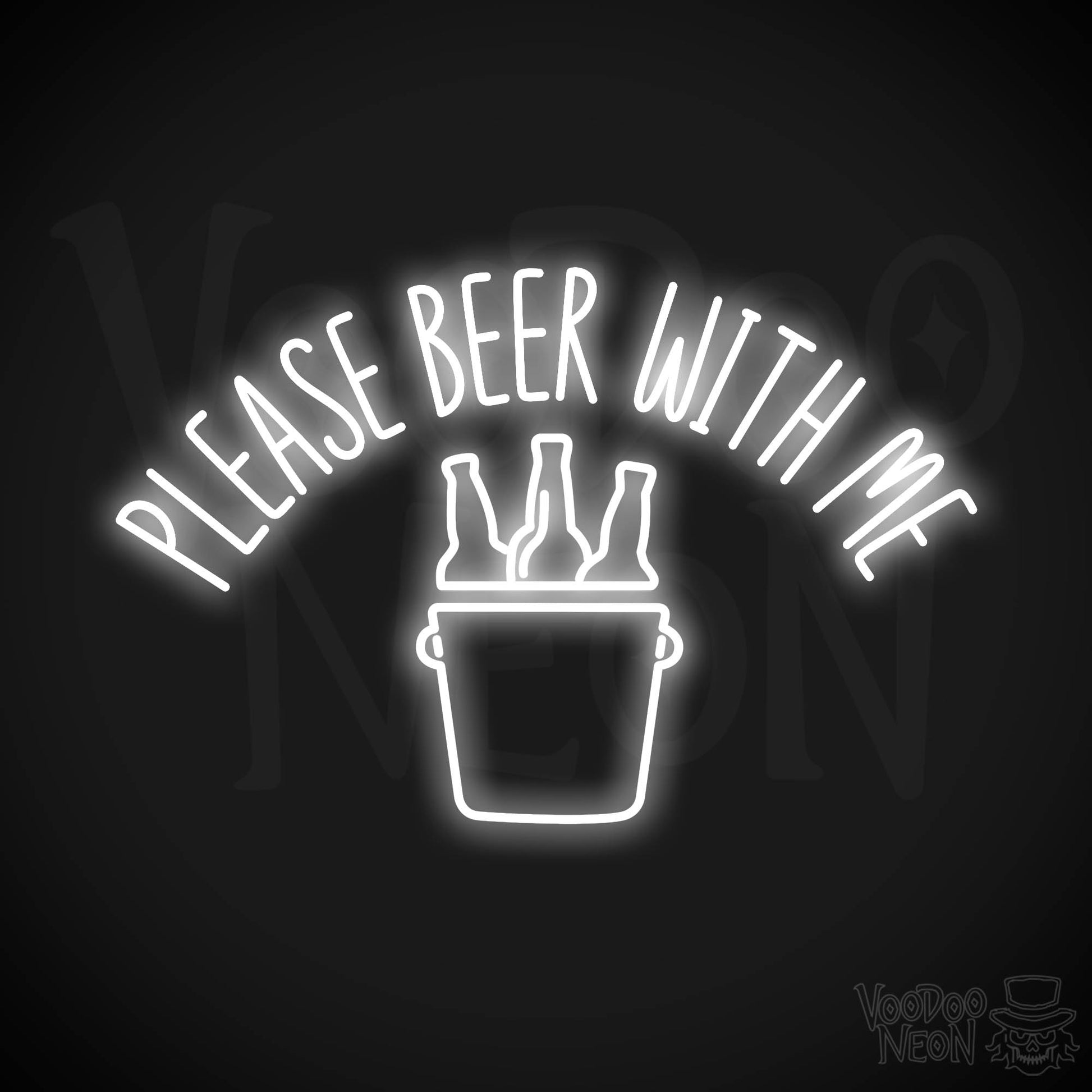 Please Beer With Me Neon Sign - White