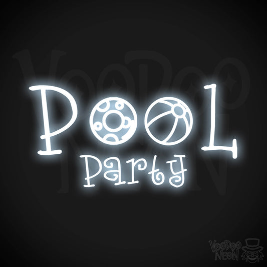 Pool Party Neon Sign - Neon Pool Party Sign - Color Cool White