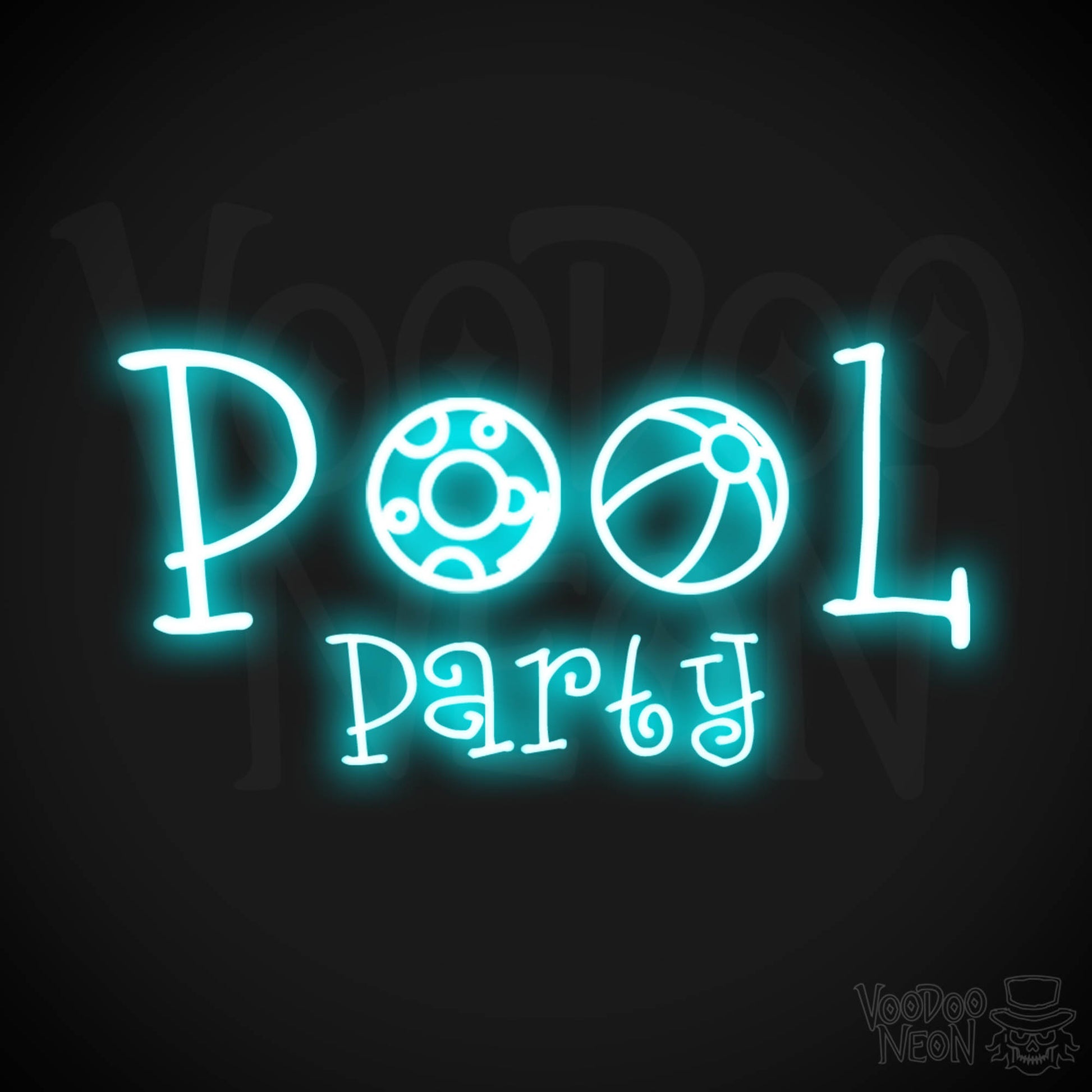 Pool Party Neon Sign - Neon Pool Party Sign - Color Ice Blue