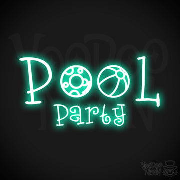 Pool Party Neon Sign - Neon Pool Party Sign - Color Light Green