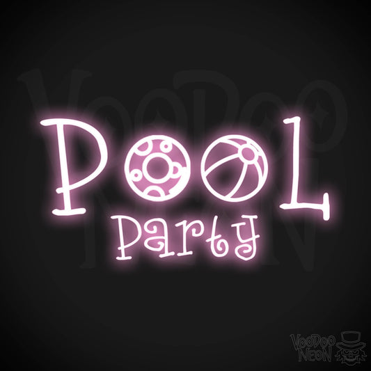 Pool Party Neon Sign - Neon Pool Party Sign - Color Light Pink
