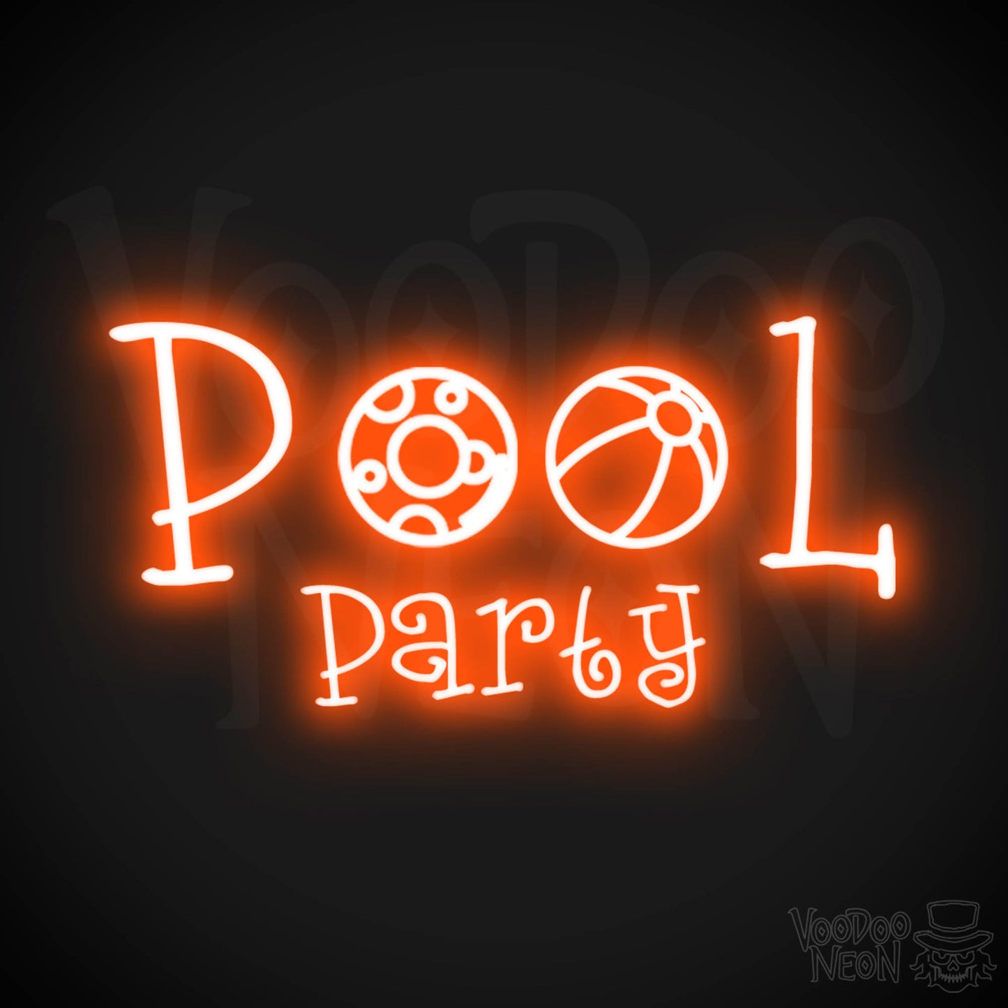 Pool Party Neon Sign - Neon Pool Party Sign - Color Orange