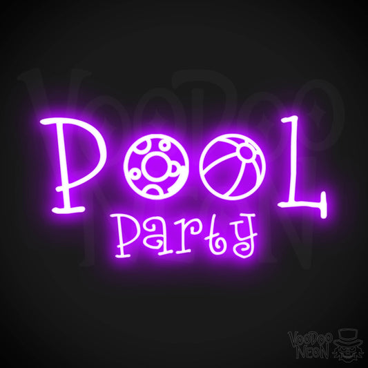 Pool Party Neon Sign - Neon Pool Party Sign - Color Purple