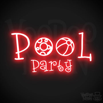 Pool Party Neon Sign - Neon Pool Party Sign - Color Red