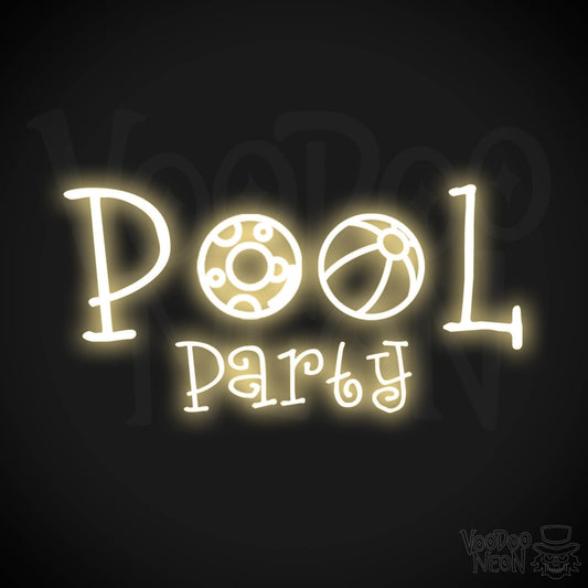 Pool Party Neon Sign - Neon Pool Party Sign - Color Warm White