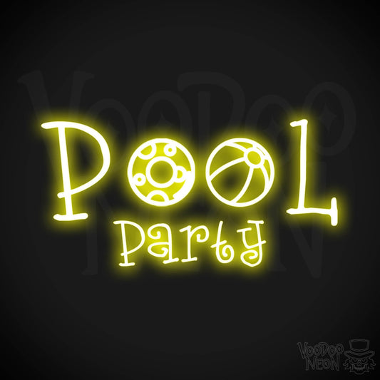 Pool Party Neon Sign - Neon Pool Party Sign - Color Yellow
