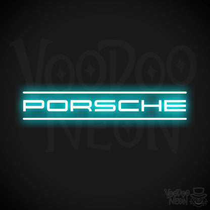 Porsche Neon Sign - Porsche Sign - Porsche Decor - Wall Art - Color Ice Blue