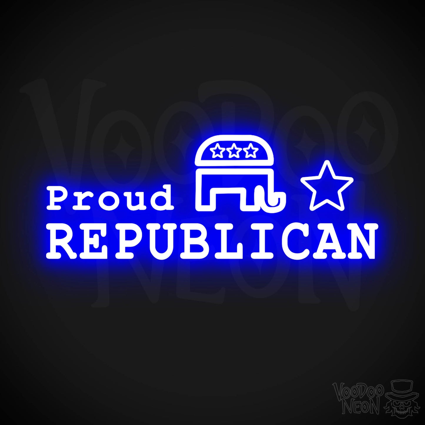 Proud Republican Neon Sign - Proud Republican Sign - Color Dark Blue