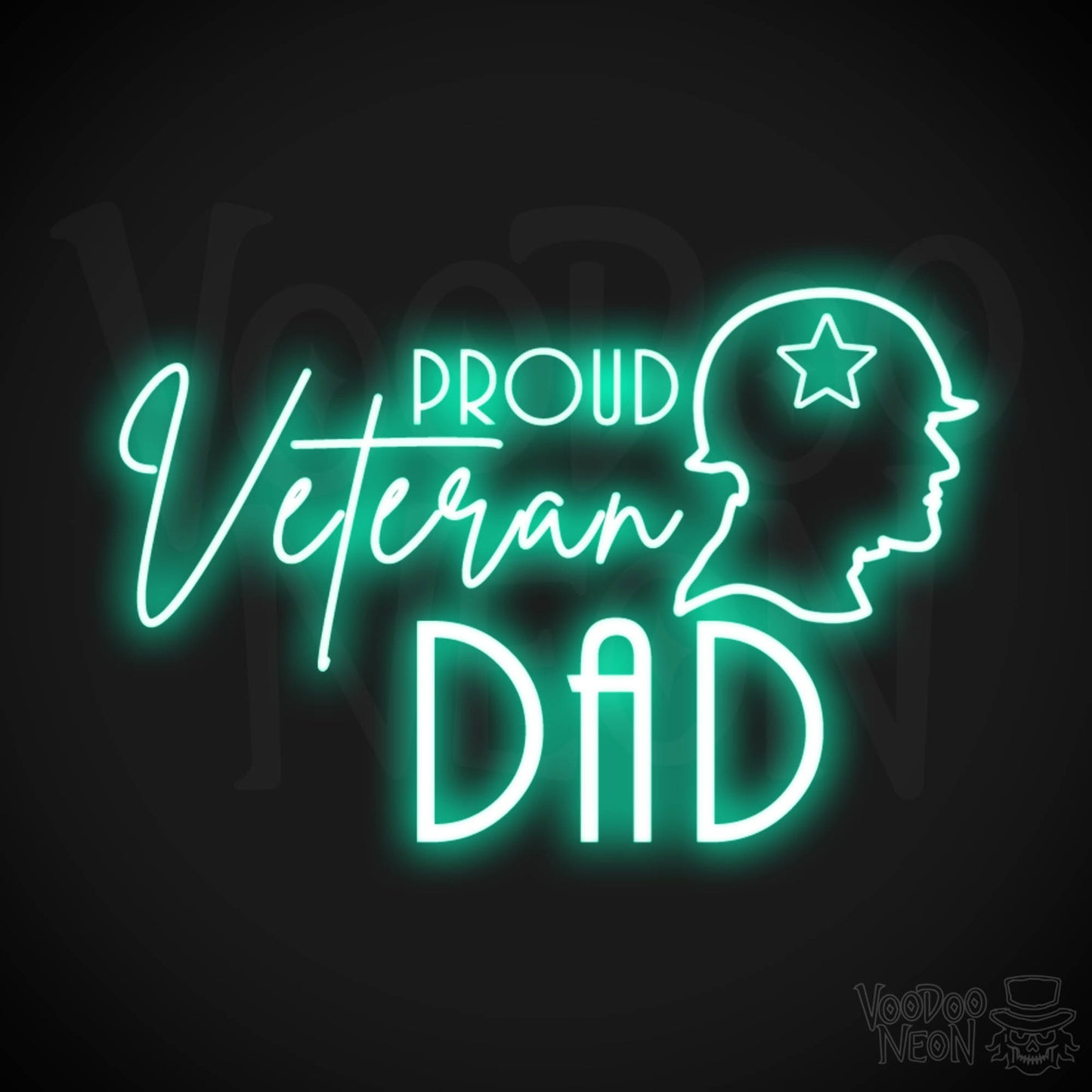 Proud Veteran Dad Neon Sign - Proud Veteran Dad Sign - Neon Veteran Wall Art - Color Light Green