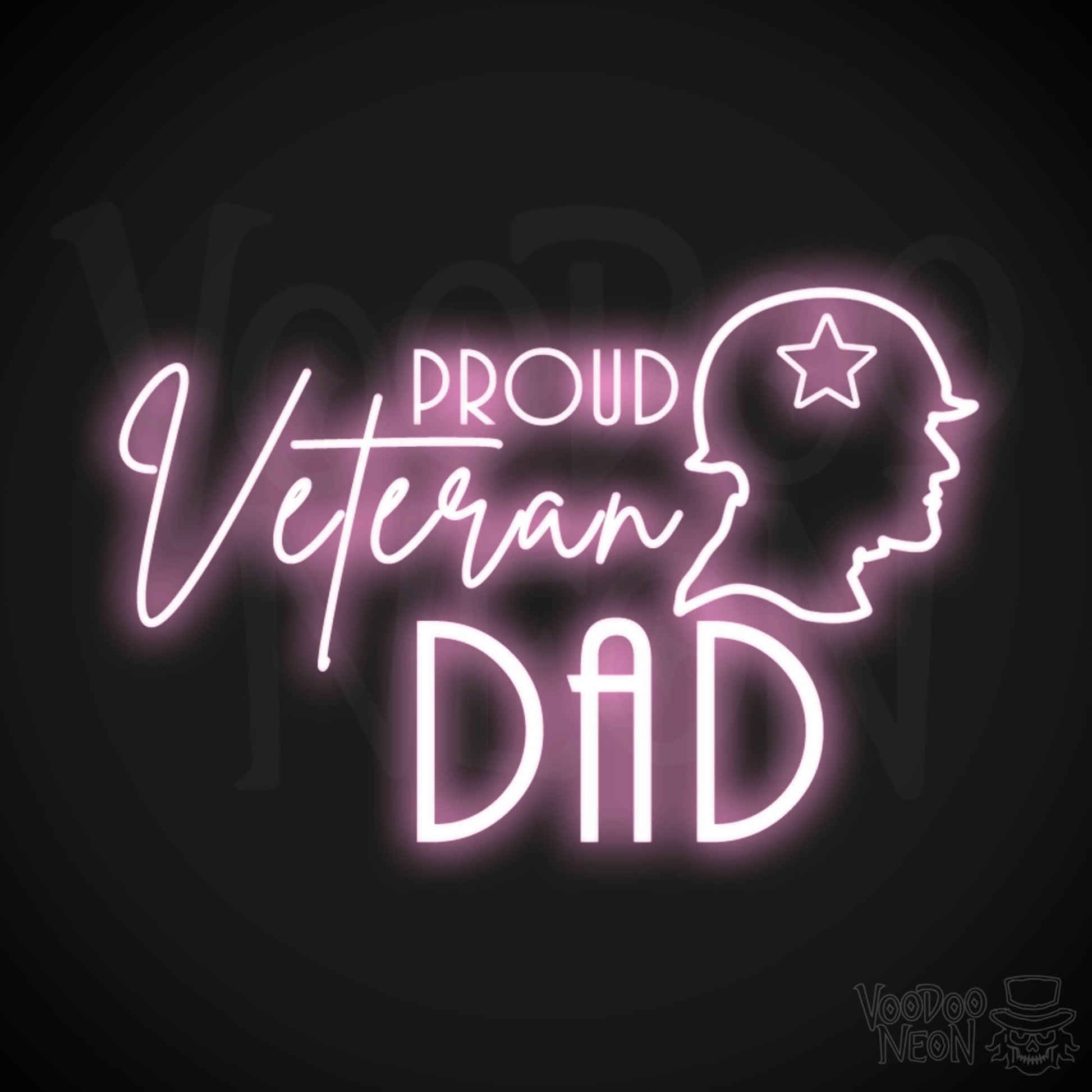 Proud Veteran Dad Neon Sign - Proud Veteran Dad Sign - Neon Veteran Wall Art - Color Light Pink