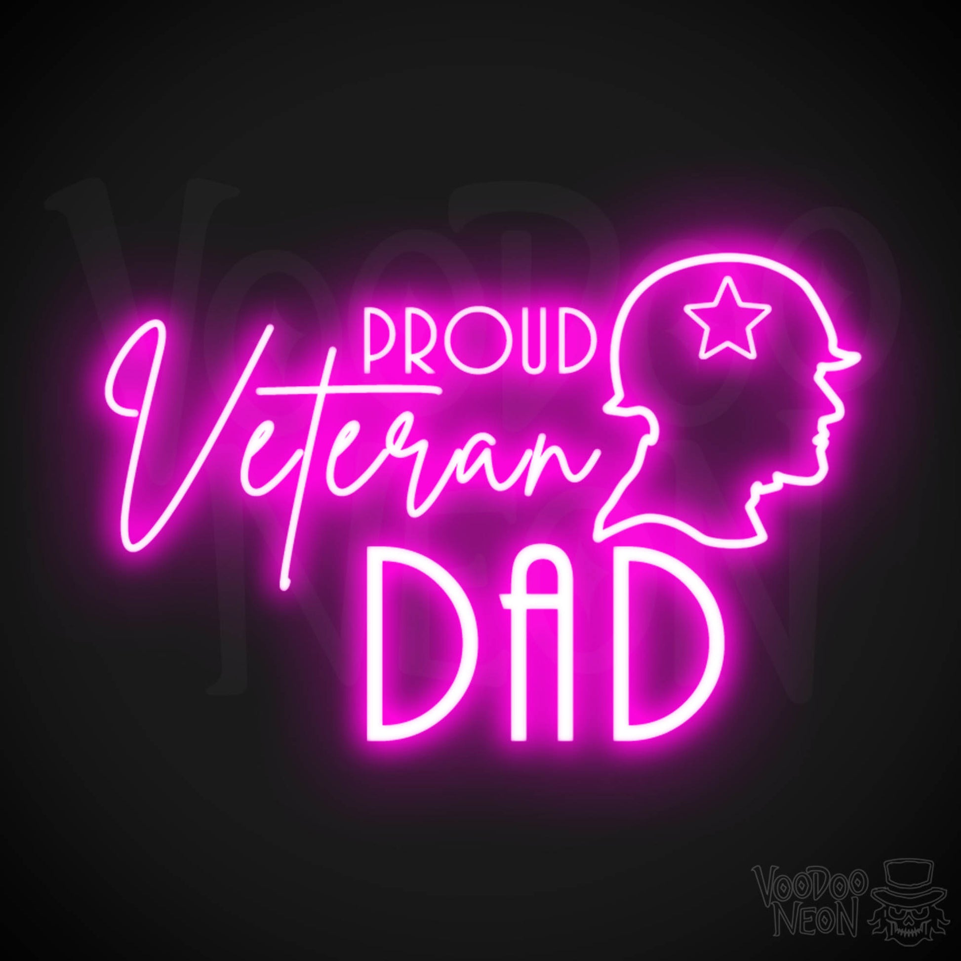 Proud Veteran Dad Neon Sign - Proud Veteran Dad Sign - Neon Veteran Wall Art - Color Pink
