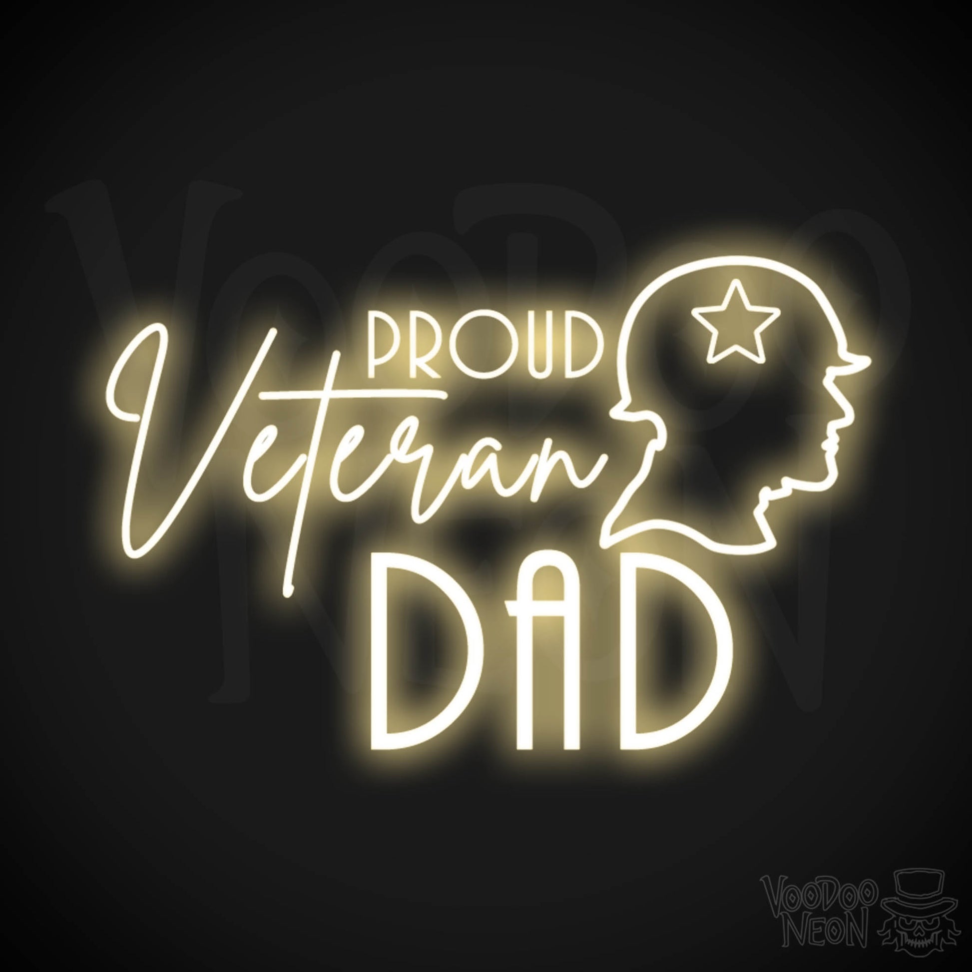 Proud Veteran Dad Neon Sign - Proud Veteran Dad Sign - Neon Veteran Wall Art - Color Warm White