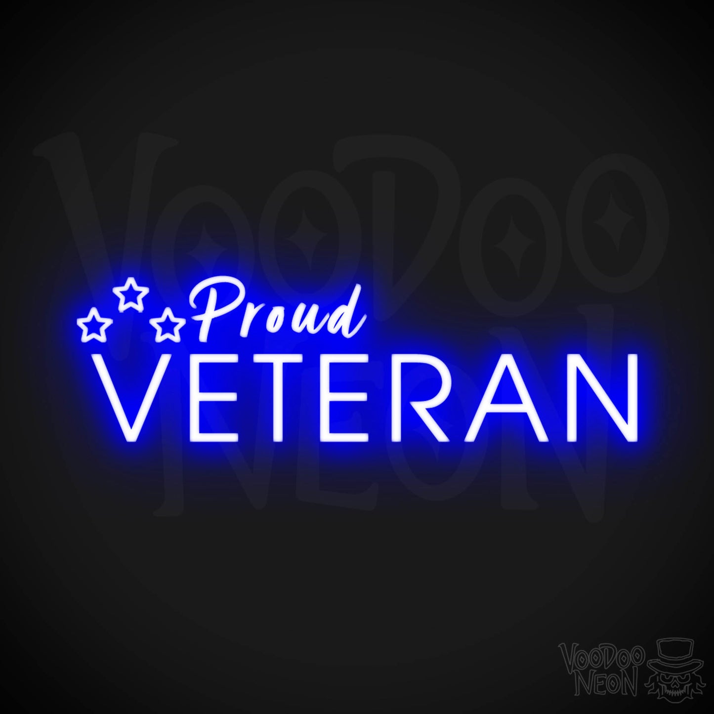 Proud Veteran Neon Sign - Proud Veteran Sign - LED Light - Color Dark Blue