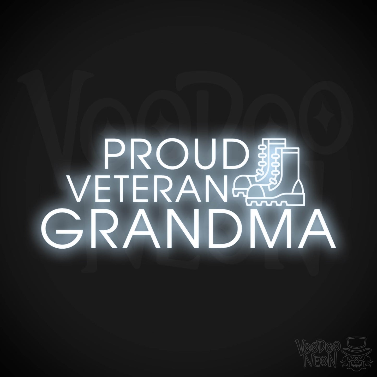 Proud Veteran Grandma Neon Sign - Proud Veteran Grandma Sign - Color Cool White