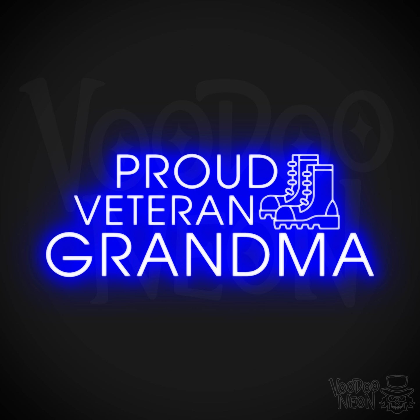 Proud Veteran Grandma Neon Sign - Proud Veteran Grandma Sign - Color Dark Blue