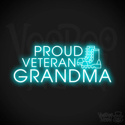 Proud Veteran Grandma Neon Sign - Proud Veteran Grandma Sign - Color Ice Blue