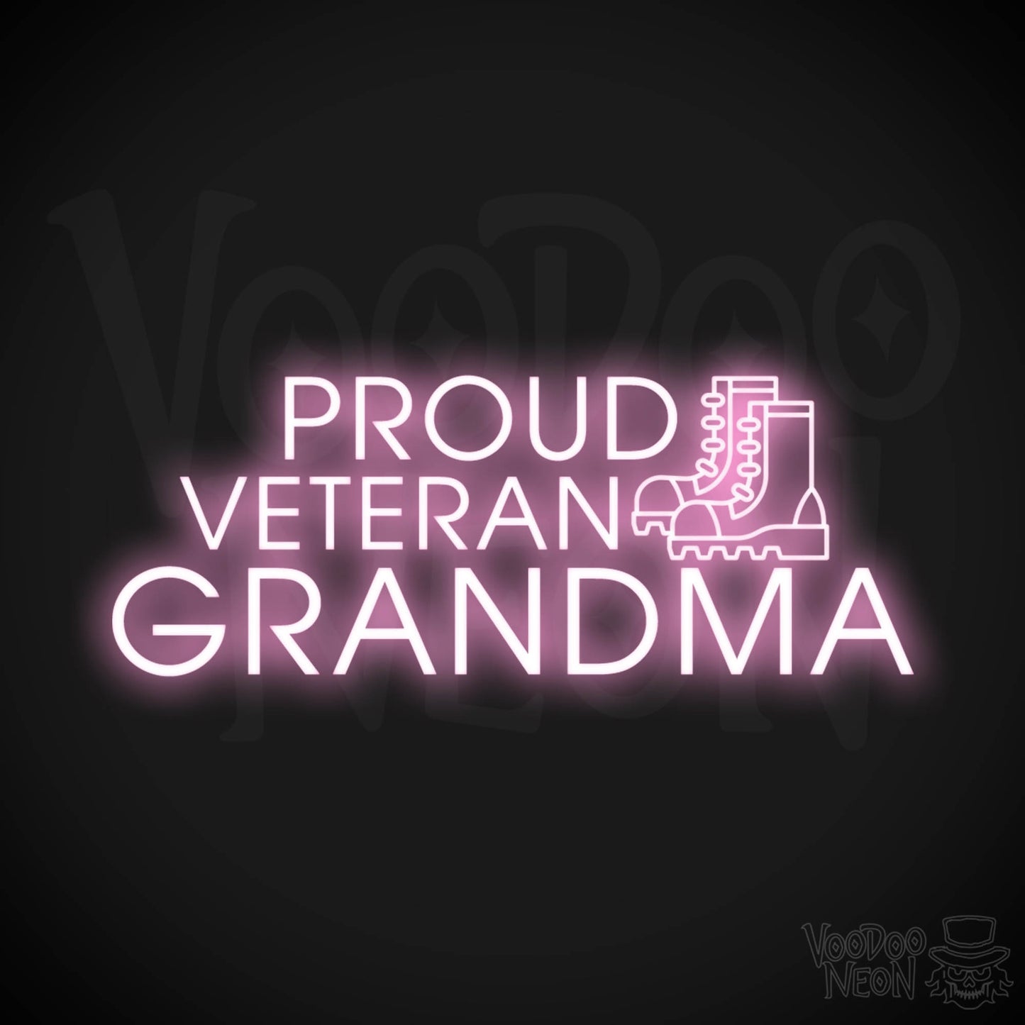 Proud Veteran Grandma Neon Sign - Proud Veteran Grandma Sign - Color Light Pink