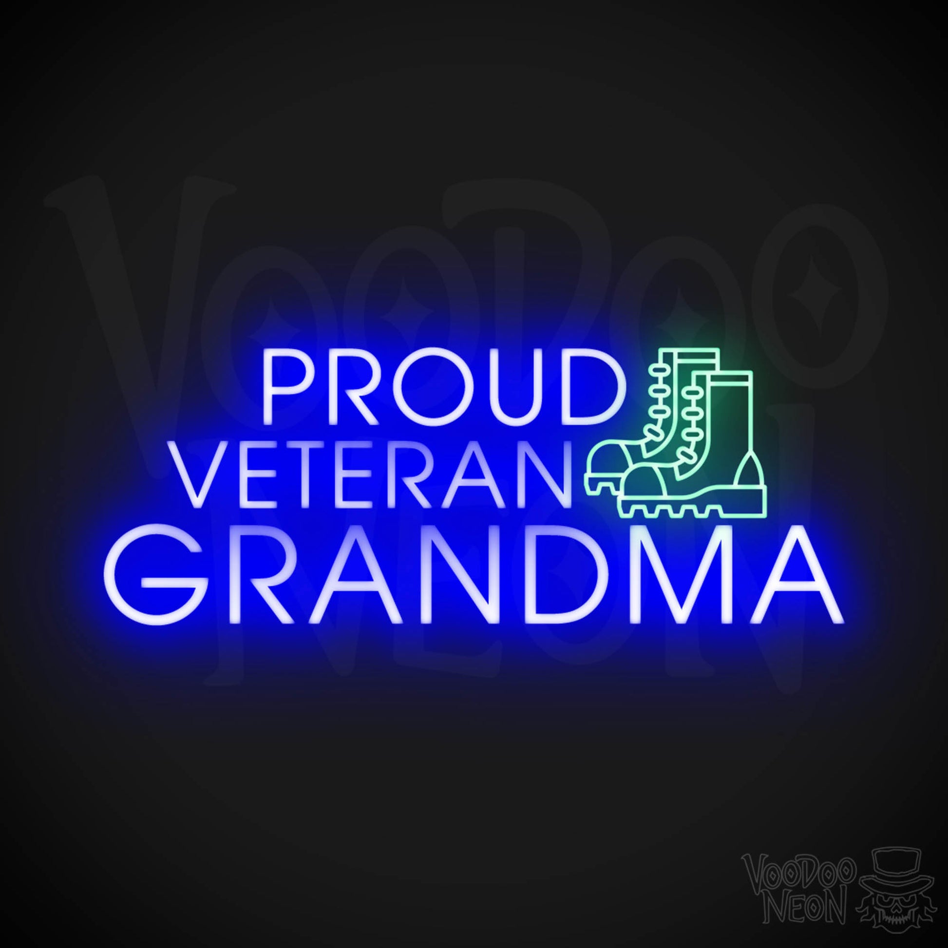 Proud Veteran Grandma Neon Sign - Proud Veteran Grandma Sign - Color Multi-Color