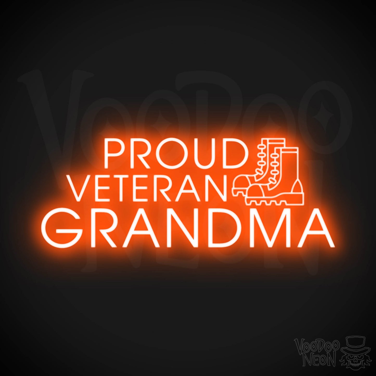 Proud Veteran Grandma Neon Sign - Proud Veteran Grandma Sign - Color Orange
