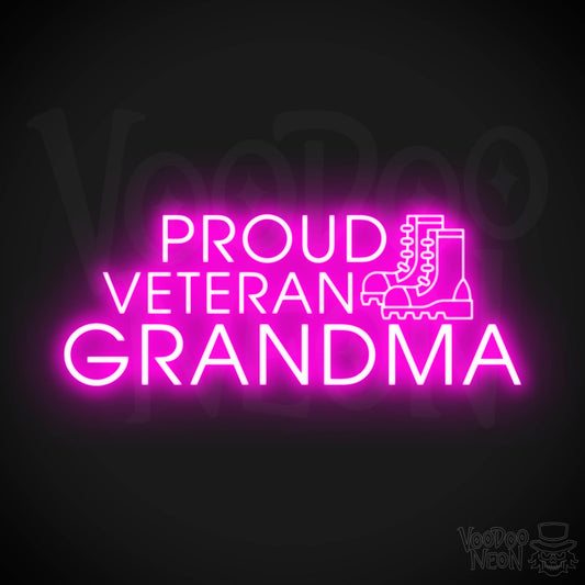 Proud Veteran Grandma Neon Sign - Proud Veteran Grandma Sign - Color Pink