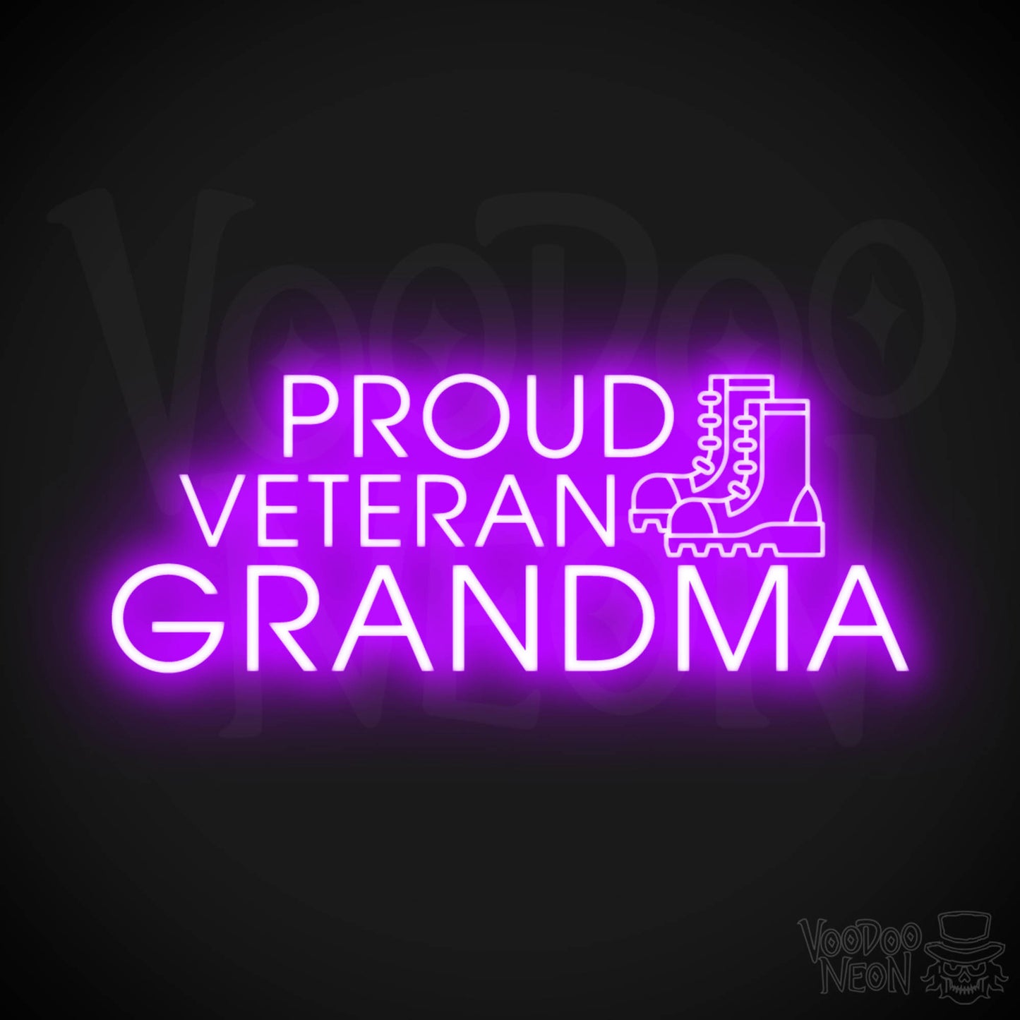 Proud Veteran Grandma Neon Sign - Proud Veteran Grandma Sign - Color Purple