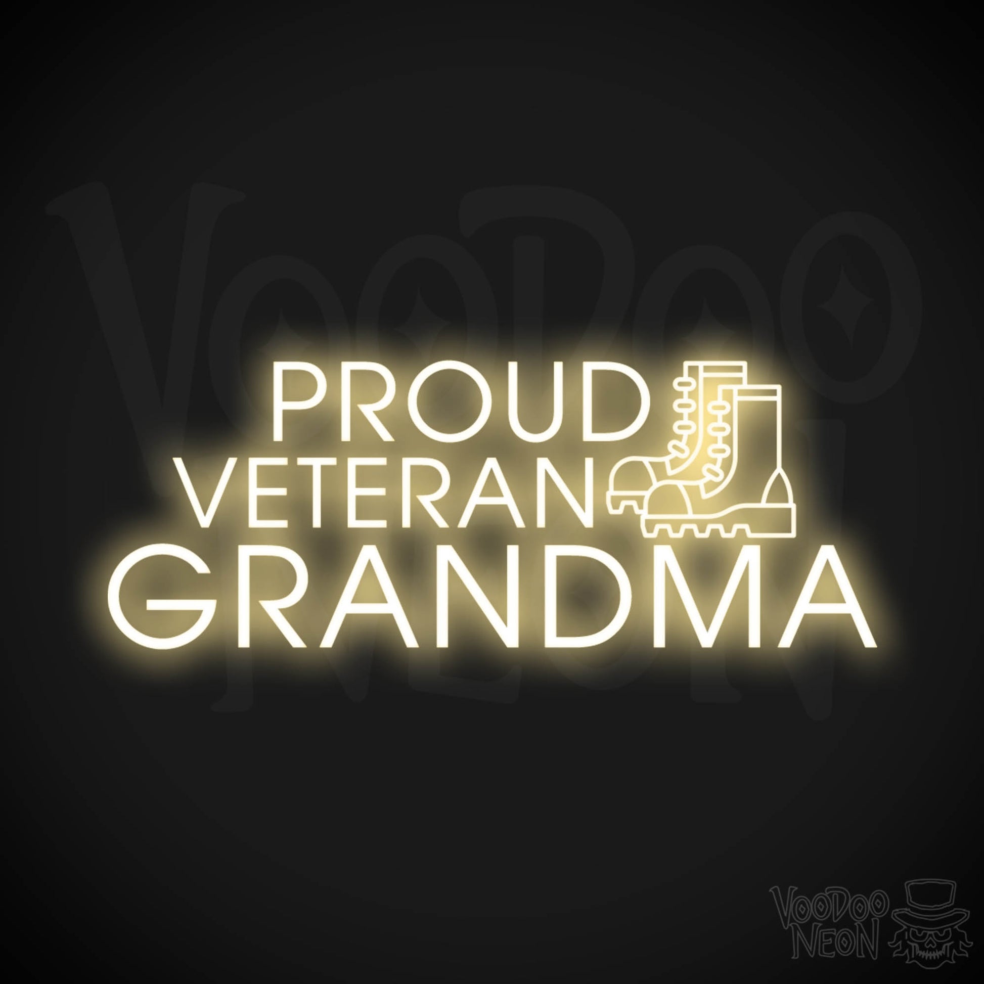 Proud Veteran Grandma Neon Sign - Proud Veteran Grandma Sign - Color Warm White