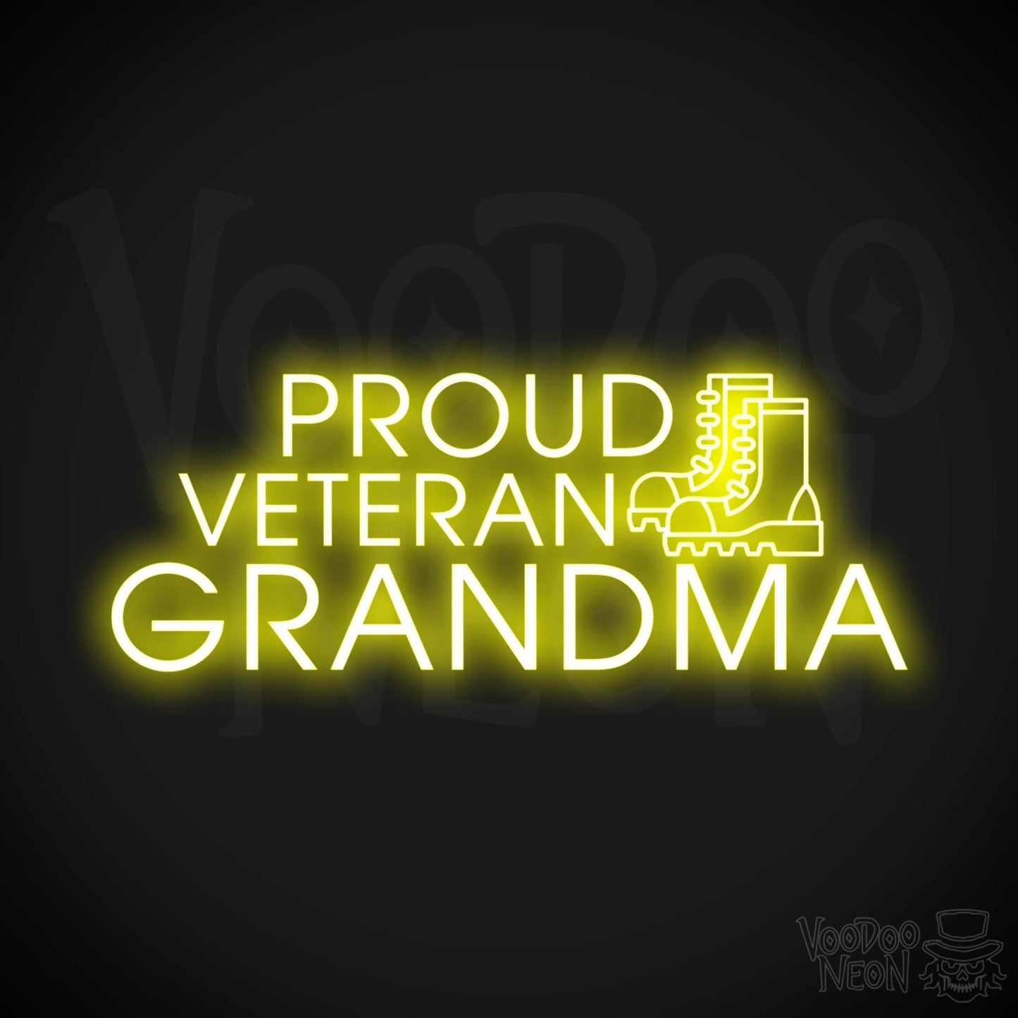 Proud Veteran Grandma Neon Sign - Proud Veteran Grandma Sign - Color Yellow