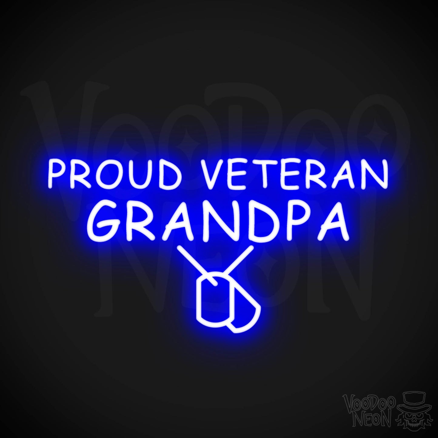 Proud Veteran Grandpa Neon Sign - Proud Veteran Grandpa Sign - Color Dark Blue