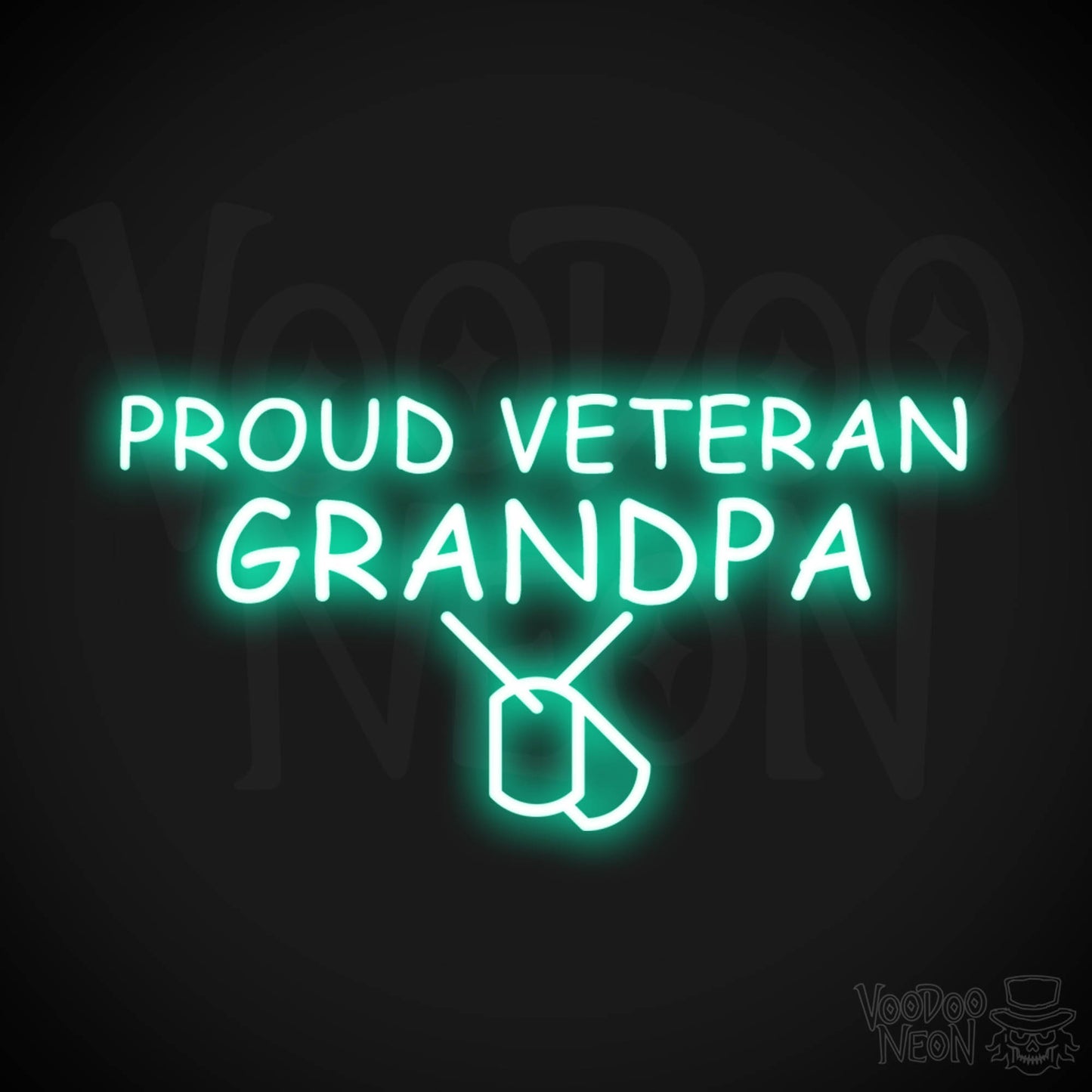 Proud Veteran Grandpa Neon Sign - Proud Veteran Grandpa Sign - Color Light Green