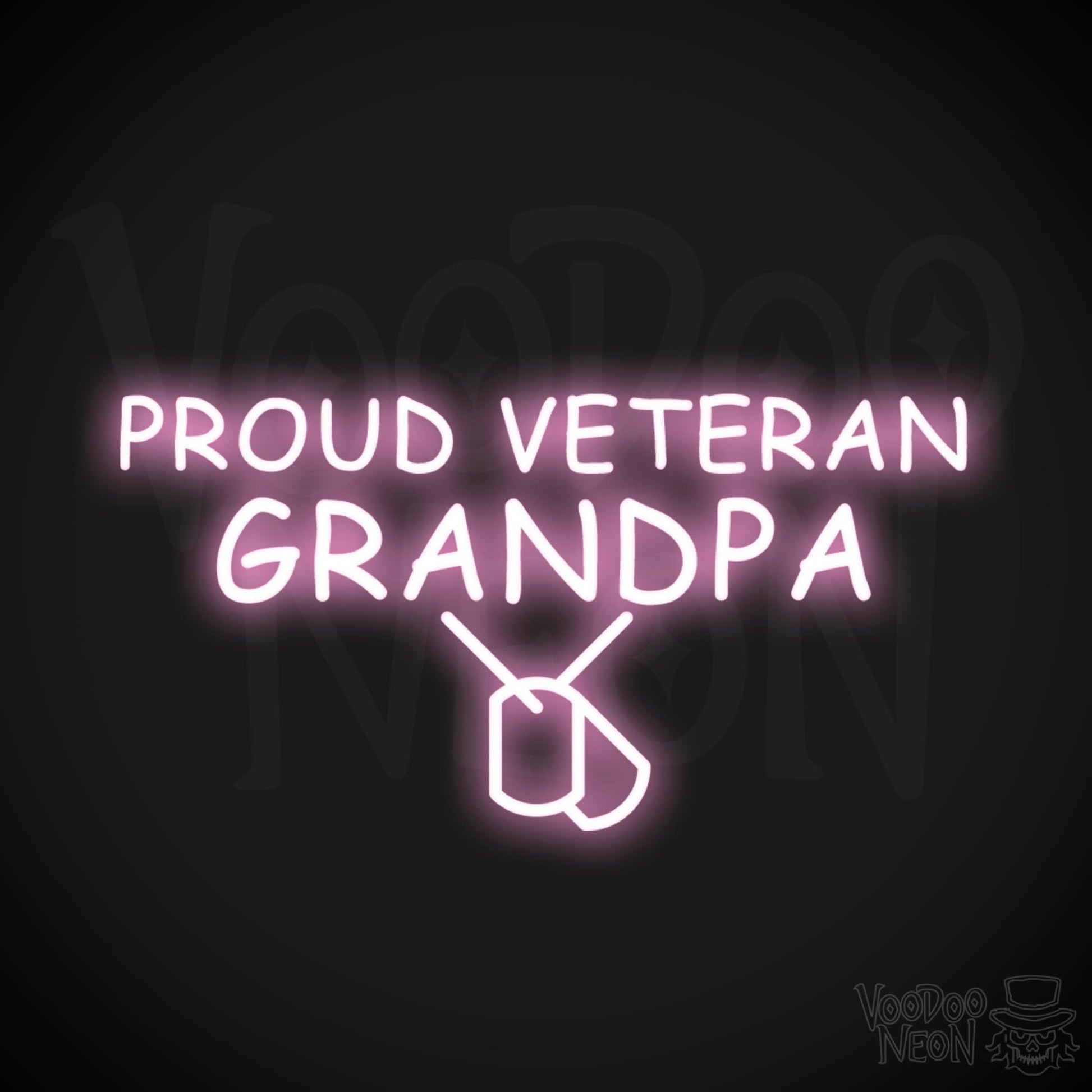 Proud Veteran Grandpa Neon Sign - Proud Veteran Grandpa Sign - Color Light Pink