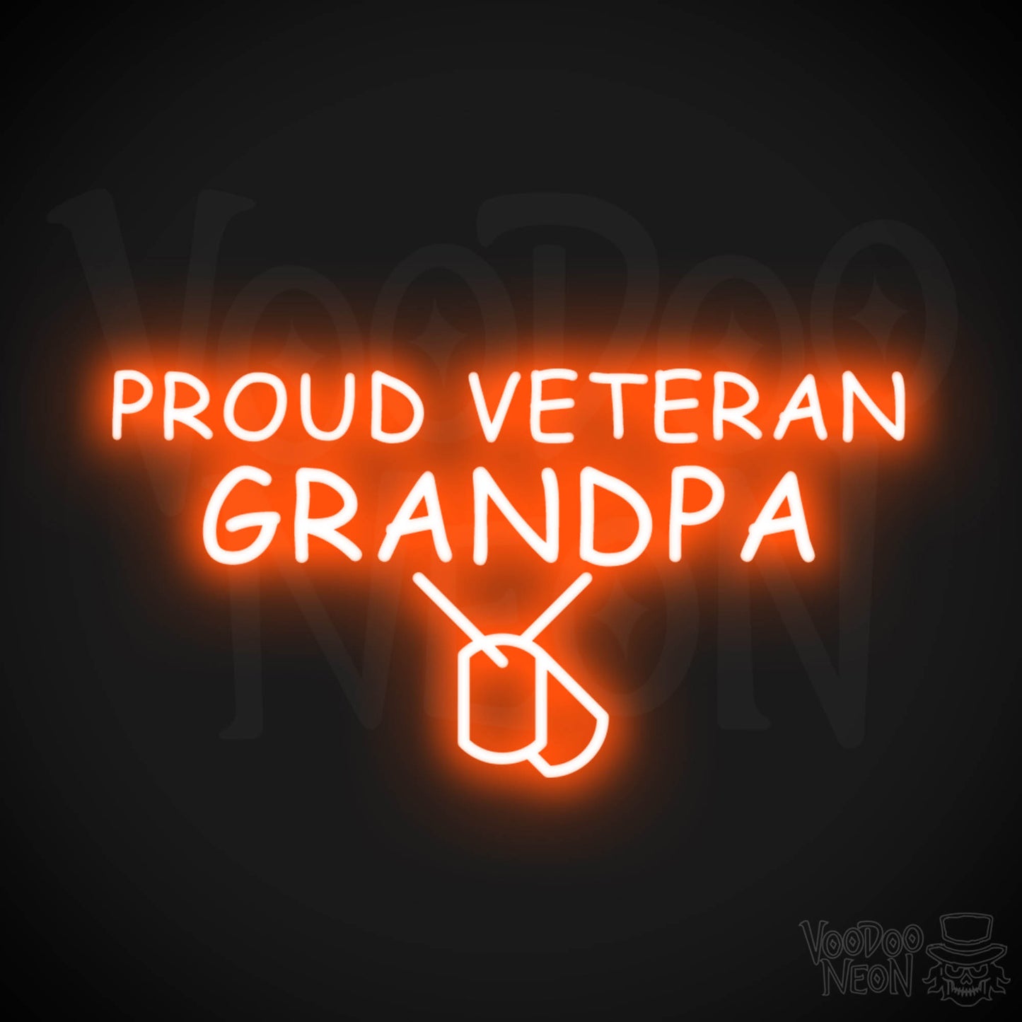 Proud Veteran Grandpa Neon Sign - Proud Veteran Grandpa Sign - Color Orange