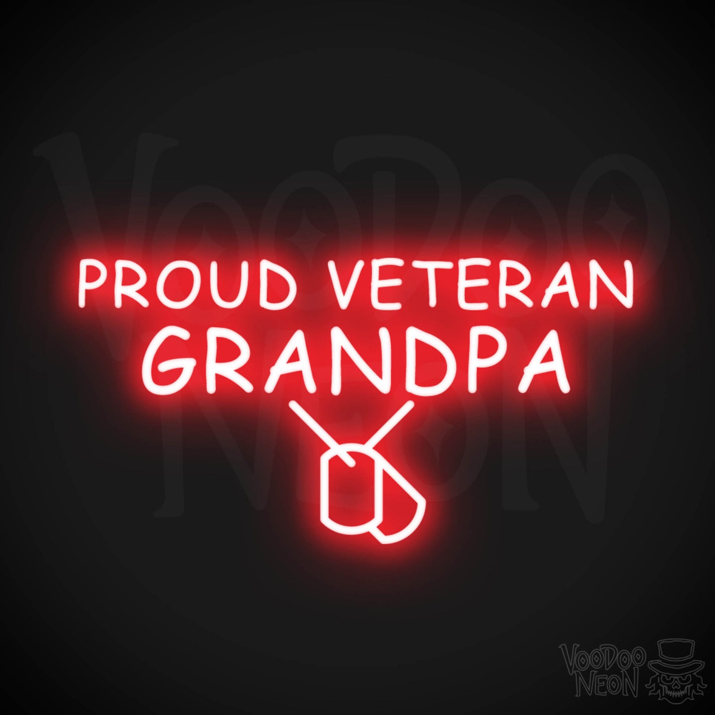 Proud Veteran Grandpa Neon Sign - Proud Veteran Grandpa Sign - Color Red