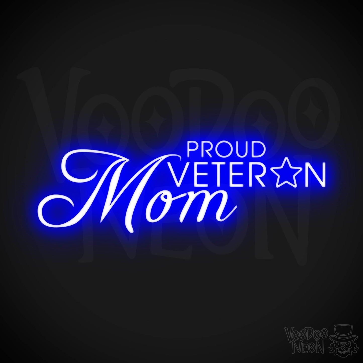 Proud Veteran Mom Neon Sign - Proud Veteran Mom Sign - Neon Veteran Sign - Color Dark Blue