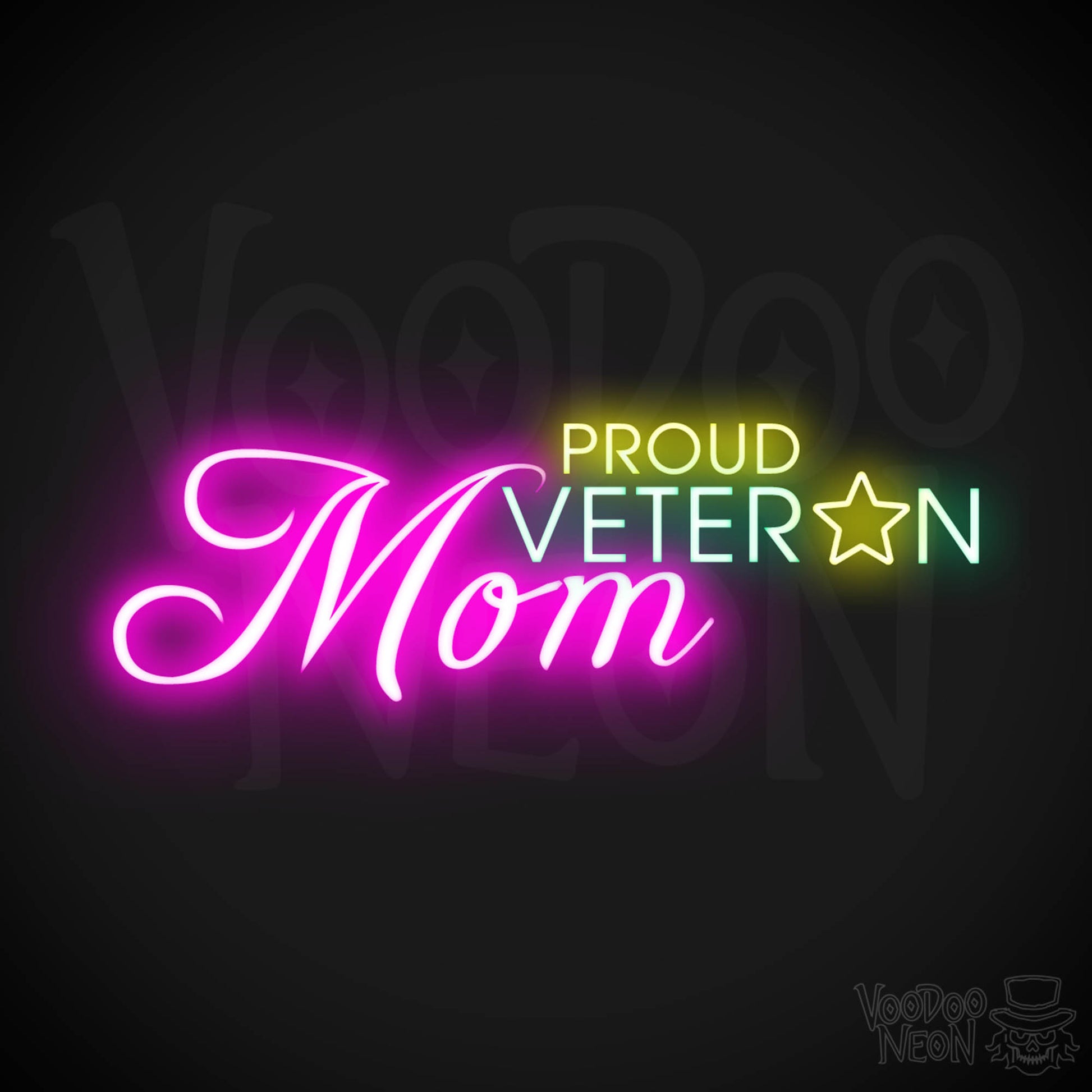 Proud Veteran Mom Neon Sign - Proud Veteran Mom Sign - Neon Veteran Sign - Color Multi-Color